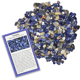 Fantasia Materials: 3 lbs Tumbled Sodalite Chip Stones with ID Card from Brazil