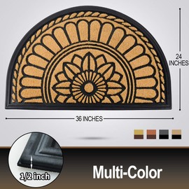 Mibao Half Round Door Mat, Non-Slip Welcome Entrance Way Rug, Durable Rubber Door Mats, Low-Profile Heavy Duty Doormat, Half Circle Rugs for Garage, Patio, High Traffic Areas, 24" x 36", Yellow