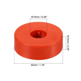 sourcing map Anti Vibration Isolation Washer 30x10x10mm Round Spacer Rubber Pads Vibration Suppression for Central Air Conditioner Bolts Accessories, Red Pack of 10