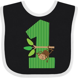 inktastic 1st Birthday Monkey Baby Bib Black and White Fa20