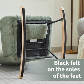 Nursery Rocking Chair, Rocking Accent Chair Armchair, Rocking Chair with Footrest, Upholstered Glider Chair with High Backrest, Comfy Reading Side Chair Recliner for Living Room Bedroom Office, Green