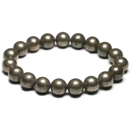 EPSAA Natural Natural Pyrite 8MM rondelle smooth 7inch Semi-Precious Gemstones Beaded Bracelets for Men Women Healing Crystal Stretch Beaded Bracelet Unisex, 7" Inches, Stone, natural pyrite