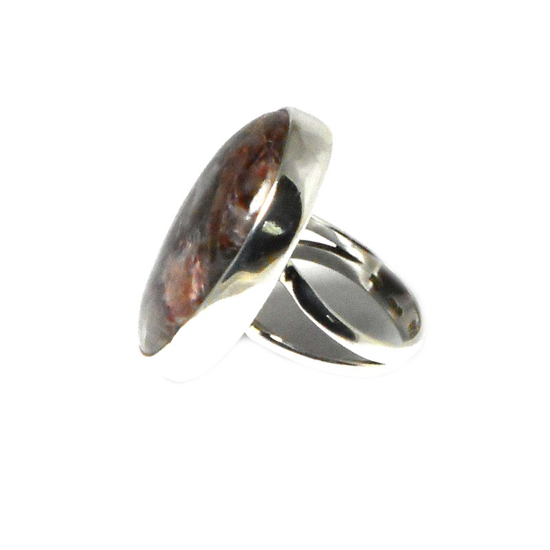 CHAROITE Sterling Silver 925 Oval Gemstone Ring (Size N) -