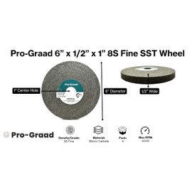 Pro-Graad SST Deburring Wheel - 6" x 1/2" x 1" 8S Fine Grit – Silicon Carbide – Excels on Titanium, Stainless & Tough Alloys, Deburring, Finishing and Polishing Wheel – Convolute – 01702 - (1 Pack)