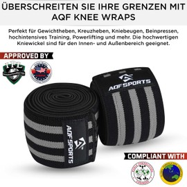 AQF Knee Brace, Strength Training Knee Support Men Women - IPL USPA Approved Fitness Knee Pads, Elastic Knee Wraps for Bodybuilding, Sports & Training