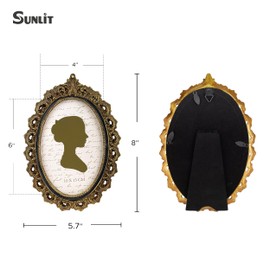 Sunlit Vintage Picture Frame 4x6 Inch, Oval Antique Photo Frames with Glass Front, Luxury Photo Display, Tabletop Wall Hanging, Gift Ideas, Gold and Black