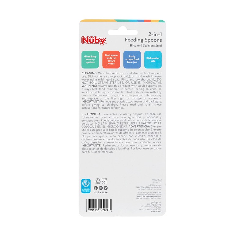 Nuby 2 in 1 Silicone and Stainless Steel Dual Ended