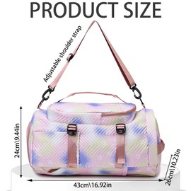 AUNGKWANG Sports Bag Men Women 35L Large Sports Bags Yoga Bag Travel Bag Swimming Bag Waterproof Gym Bag Sports Backpack Training Bag with Shoe Compartment & Wet Compartment, pink, Sports bag