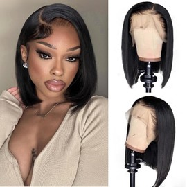 14 Inch 13x4 Bob Wigs Human Hair Front Wigs180% Density Straight Short Bob Wigs