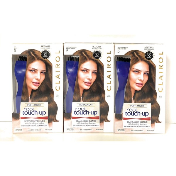 3 Pack Clairol Root Touch-Up Permanent Hair Color 5 Medium Brown Shades