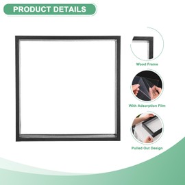 M METERXITY 1-Pack Dried Flower Frame, 10 x 10 Inch Double Acrylic Wooden Dried Flower Photo Floating Frame for Tabletop/DIY/Handicrafts [Black]