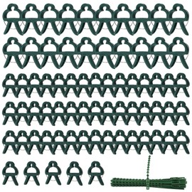 Pack of 100 Plant Clips, Reusable Plant Clips, 2 Sizes, Plant Holder for Climbing Plants with 30 Plant Ties, Small Plant Clips for Supporting and Holding Flower, Vine, Vegetables