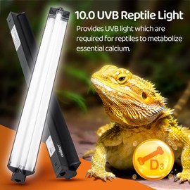 Oiibo UVB Reptile Light Fixture, 24W T5 HO UVB Lighting Combo Kit High Output Reptile Light Fixture with 10.0 UVB Light Bulb