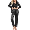 Pjmlifecoco Satin Pajamas for Women Set Silk Pajama Sleepwear Long