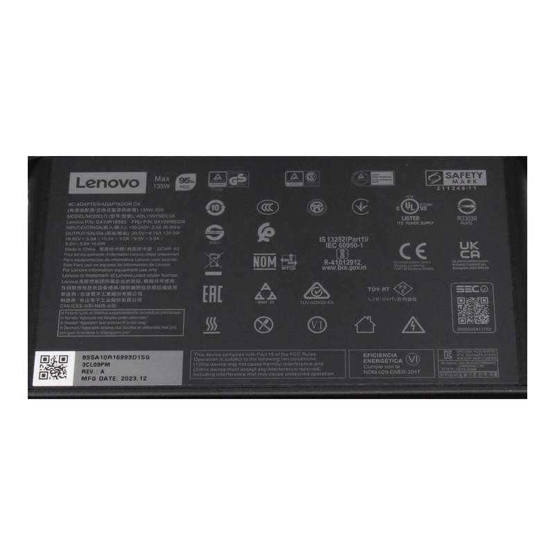 Lenovo 5A10W86296 Original USB-C Power Supply 135.0 Watt Rounded Design