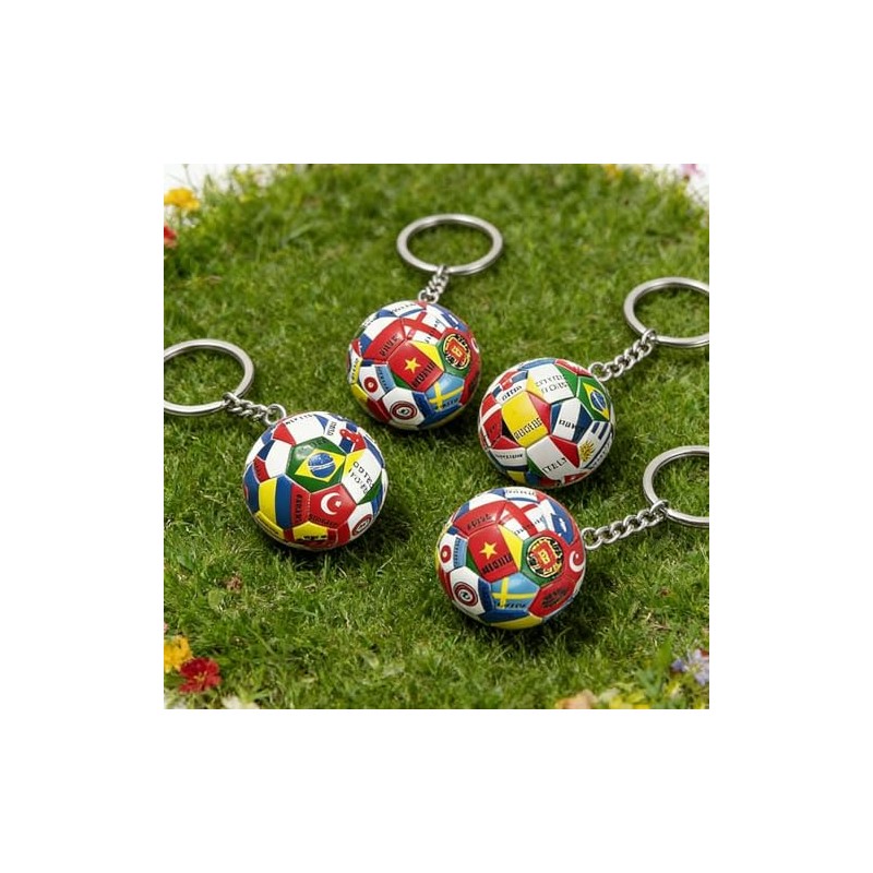 2026 World Cup National Flag Soccer Ball Keychain Set
