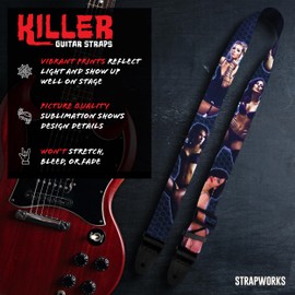 Killer-Q Guitar Strap - Stylish Straps for Electric and Acoustic Guitars With Leather Tabs, 2 Inches x 5 Feet, Angel of Rock