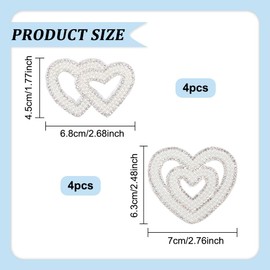 INFUNLY Heart Patches Iron on Glittering Pearl Double Heart Shape Patch for Clothes Artificial Diamong Patches with Heart Bling Rhinestone Emblem Patches for Clothing Backpack Bags Hats DIY Craft