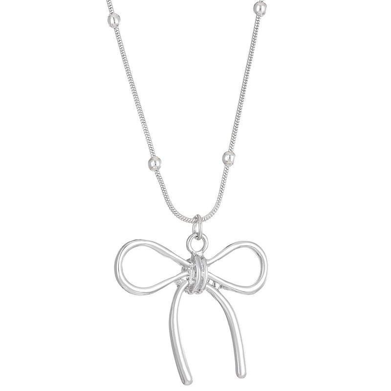 BEARJIA Bow Necklace for Women Gold Silver Bow Necklace Fashion