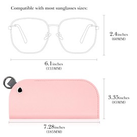 Linkidea Extra Large Sunglasses Pouch Case with Hook Ring, Vegan Leather Oversized Sun Glasses Organizer Soft Bag Compatible with GUCC1 GG0981S GG0908S GG1223S GG1370S VERSSACE VE2255 (XXL, Pink)