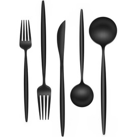 Matte Black Silverware Set 30 Piece, Wildone Stainless Steel Flatware Set Service for 6, Cutlery Utensil Sets for Home Restaurant, Include Knife Fork Spoon Set, Dishwasher Safe