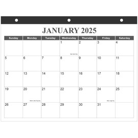 Calendar 2025 for 3 Ring Binder - 2025-2026 Desk Calendar from January 2025 - June 2026, 18 Months Calendar with Premium Paper, 3-Hole Calendar/Planner 2024-2025, 8.5" x 11", Black