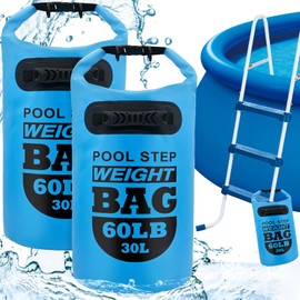 2Pcs 30L Pool Ladder Weights Bags with Sturdy Handle, 60LB Waterproof Pool Step Weights Sand Bags, Adjustable Straps for In-Ground & Above Ground Pools, Tent, Kayaking