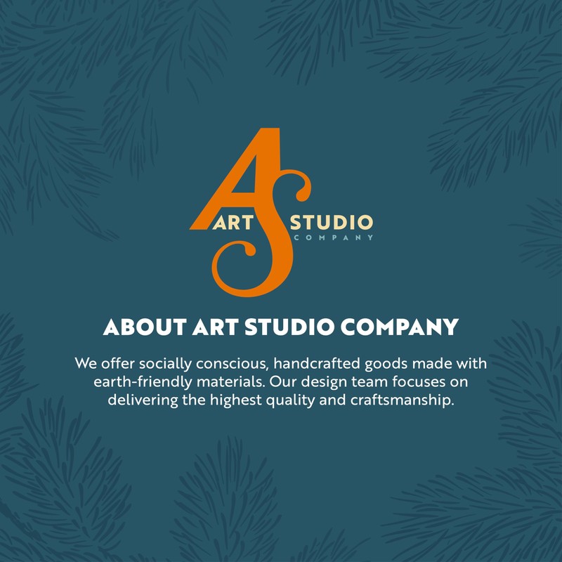 Art Studio Company - Hand Painted Christmas Ornament, Blown Glass,