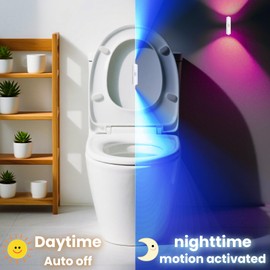 BAOYIKU Motion Sensor Night Light 2 Pack, 7 Color Change LED Toilet Nightlight, Projector Wall Lamp Closet Sensor Light for Bathroom Bedroom Stairs Corridor Hallways Decor