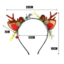 Christmas Antler Headband Elk Deer Animal Horns Hair Hoop Cute Xmas Deer Horns Headpiece for Christmas Theme Cosplay Party Prom Photo Shoot Supplies