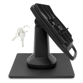 ENS Tailwind Pax S300 7" Latch and Key Lock Flexipole Plus Pole Mount PIN Pad Stand with Square Freestanding Mobility Base Plate, Black
