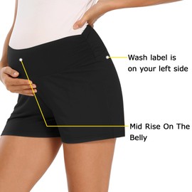 Fitglam - Pantalones cortos de maternidad para mujer, para dormir, entrenamiento, cómodos, elásticos, para embarazo, B01 Negro, M