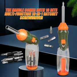 Ratcheting Screwdriver - Screw Driver Repair Tool,16-in-1 Adjustable Angled Ergonomic Screwdriver Tool for Electrician Industrial Construction Plumbing