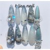Glass rose handmade nail - Almond / 글라스 로즈 수제네일