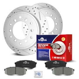 YXPCARS Ceramic Rear Brakes Pad and Rotors Drilled Slotted Vented Replacement Disc Brake Kits for Lexus Gx460 2010-2021, for Toyota 4Runner 2010-2021/ Fj Cruiser 2010 2011 2012 2013 2014