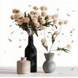 TBOHCRAFED Modern Ceramic Flower Vase for Home Decor with Dried Fake Flowers - 3PCS