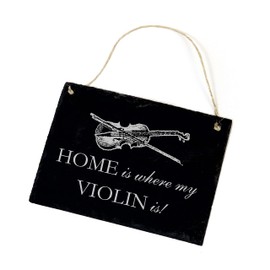 Slate 'Home is Where My Violin is' Sign with Violin Motif Music Violin – 22 x 16 cm