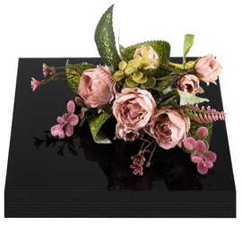 Thyle 12 Pcs 10 Inch Black Square Mirrors Centerpieces for Tables Square Mirrors Centerpieces Trays Plates for Christmas Wedding Birthday Party Table (Please Tear Off The Protective Film Before Use)