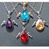 Birthstone Necklace with Tear Drop Shape Pendant with Angel Wings