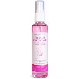 Tónico Facial Suero Agua de Rosas, Colágeno, Elastina, Vitamina E 125ml, Rejuvenecedor, Hidratante, Antioxidante, Refrescante.