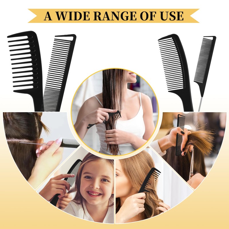 4PCS Professional Comb Set for Women and Men, Wide Tooth