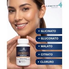Magnesio 5 Complex- Paquete de 3 – Suplemento con 5 Tipos de Magnesio (Citrato, Gluconato, Malato, Glicinato, Cloruro) y Vitamina D3 – 90 Cápsulas de 