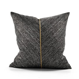 THE-TINOART Black Gray Decorative Throw Pillow Covers Square Gold Piping Patchwork V Shape Modern Couch Sofa Pillow Covers 20x20inch 1Piece
