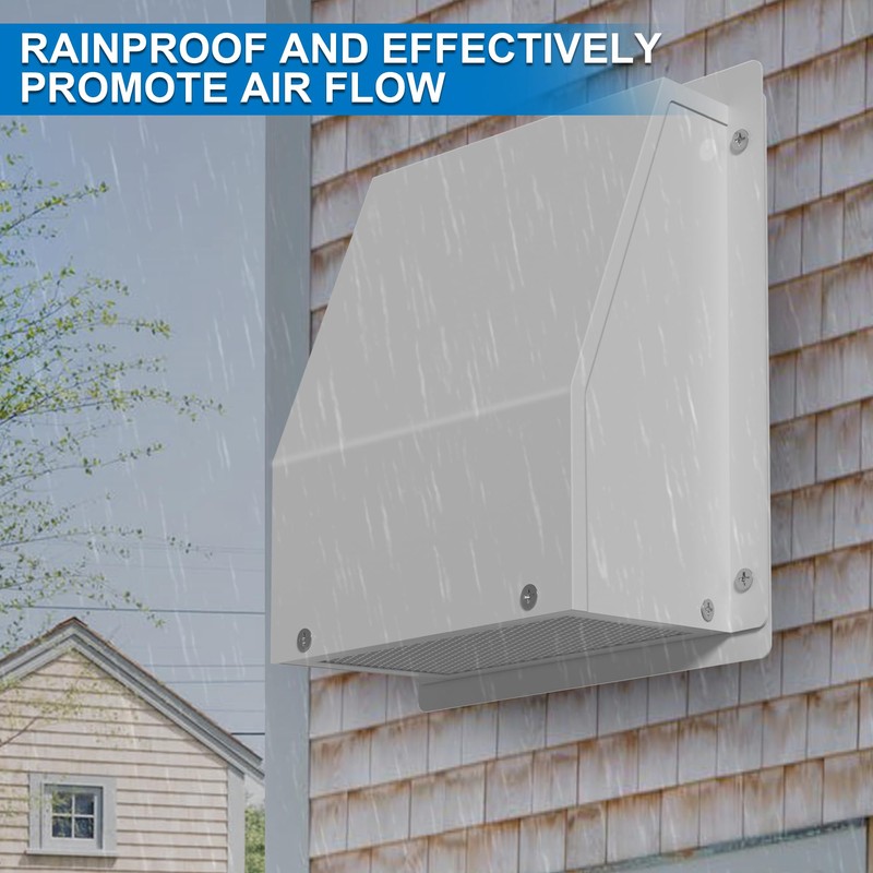 8 Inch Galvanized Steel Hooded Wall Vent with Screen and