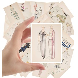 Large Stickers (24 pcs 2.5"x3.5") Vintage Fashion Vintage Magazine Illustration (Art Deco Fashion)