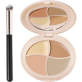 Paleta De Corrector En Crema De Cobertura Total, Paleta De Maquillaje Corrector En Crema De 4 Colores De Tonos Difuminables, Paleta De Contorno En Crema, Corrector Impermeable De Textura De Seda Corrige Ojeras Marcas Rojas Cicatrices