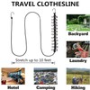 Portable Clothesline with 12 Clothespins, Windproof Travel Clothesline Stretchy Retractable