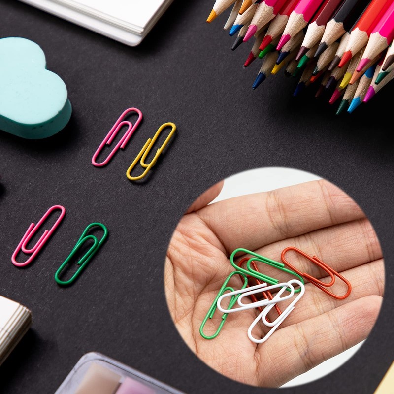200 Pcs Paper Clips, 28 MM/1.1" Coloured Paperclips Metal Paper