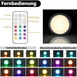 WUYOR WUYOR Wireless Kabinett Beleuchtung RGB 16 Farben LED Nachtlicht mit Fernbedienung und Timing Funktion Dimmbare batteriebetriebene Kabinett Leuchten fr alle Kabinette etc (6 Pakete schwarz)