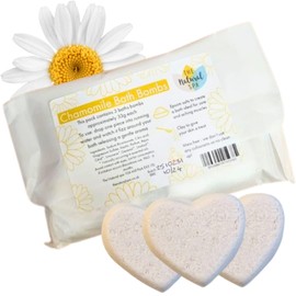 Natural Essential Oil Bath Bombs, Vegan Aromatherapy with Epsom Salts, Clay, No Colourants - Pack of 3 (Chamomile)
